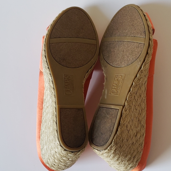 CHAPS DAKODA ORANGE SATIN WEDGES - Picture 6 of 8